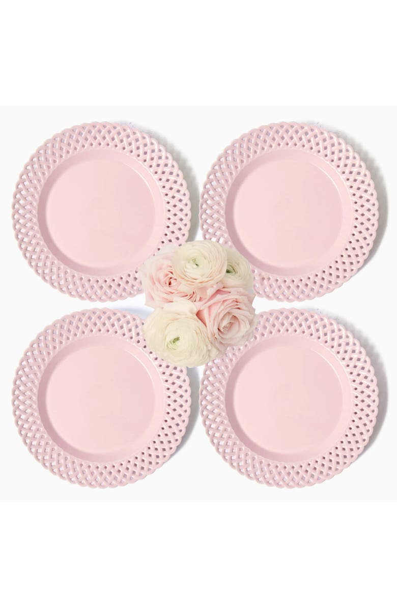 Mrs. Alice Pink Basketweave Dinner Plate, Main, color, Pink