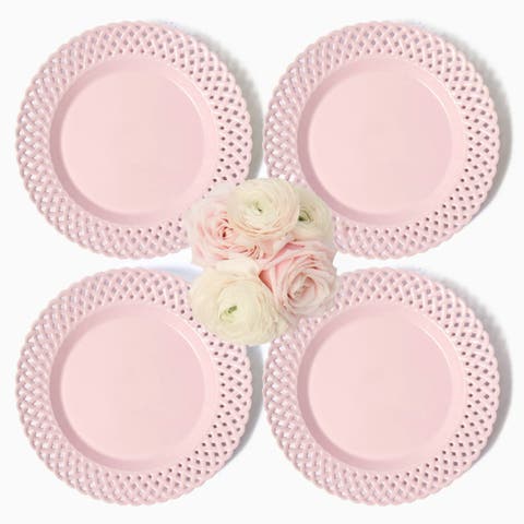 Pink Basketweave Dinner Plate (Set of 4)