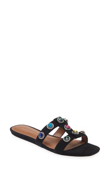 Kurt Geiger Suede Embellished Octavia Sandals In Black