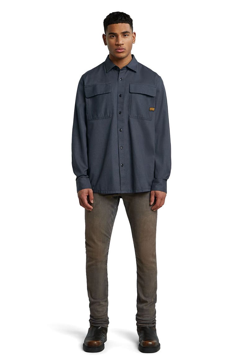 CPO Regular Fit Cotton & Linen Button-Up Shirt, Alternate, color, INDIA INK