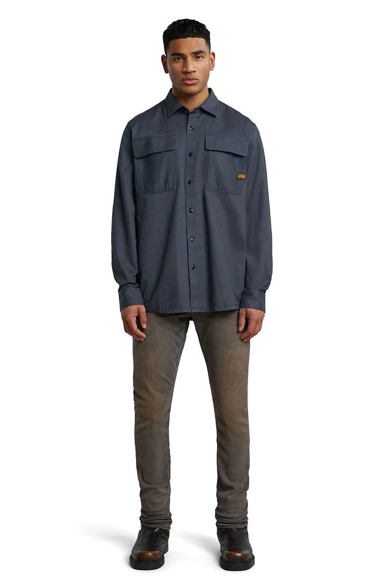 G-STAR CPO Regular Fit Cotton & Linen Button-Up Shirt, Alternate, color, India Ink