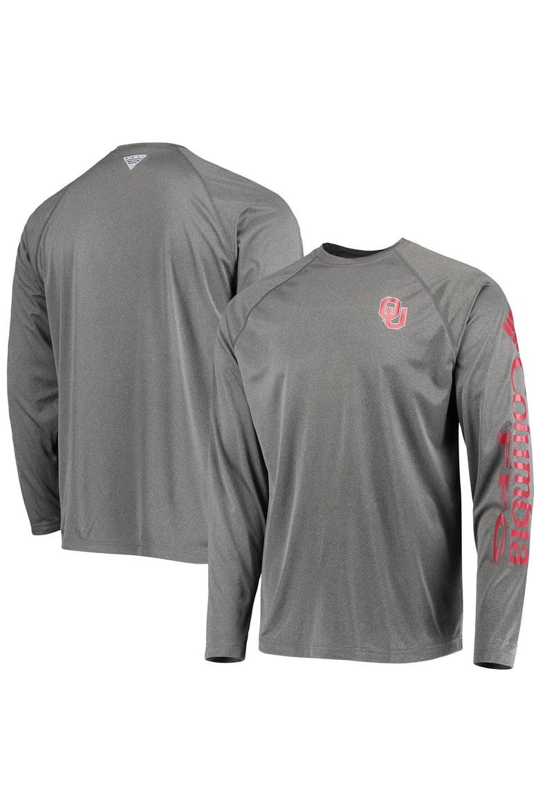 Men's Columbia Charcoal Oklahoma Sooners Terminal Tackle Omni-Shade Raglan Long Sleeve T-Shirt, Main, color, Charcoal