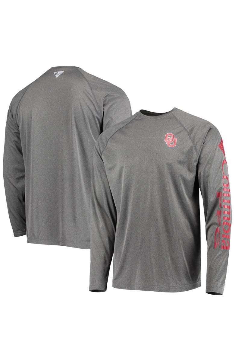 Columbia Men's Columbia Charcoal Oklahoma Sooners Terminal Tackle Omni-Shade Raglan Long Sleeve T-Shirt, Main, color, Charcoal