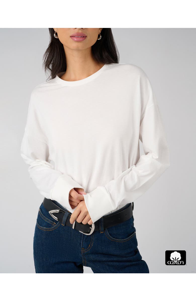 WeWoreWhat Boxy Long Sleeve Tee, Alternate, color, Classic White