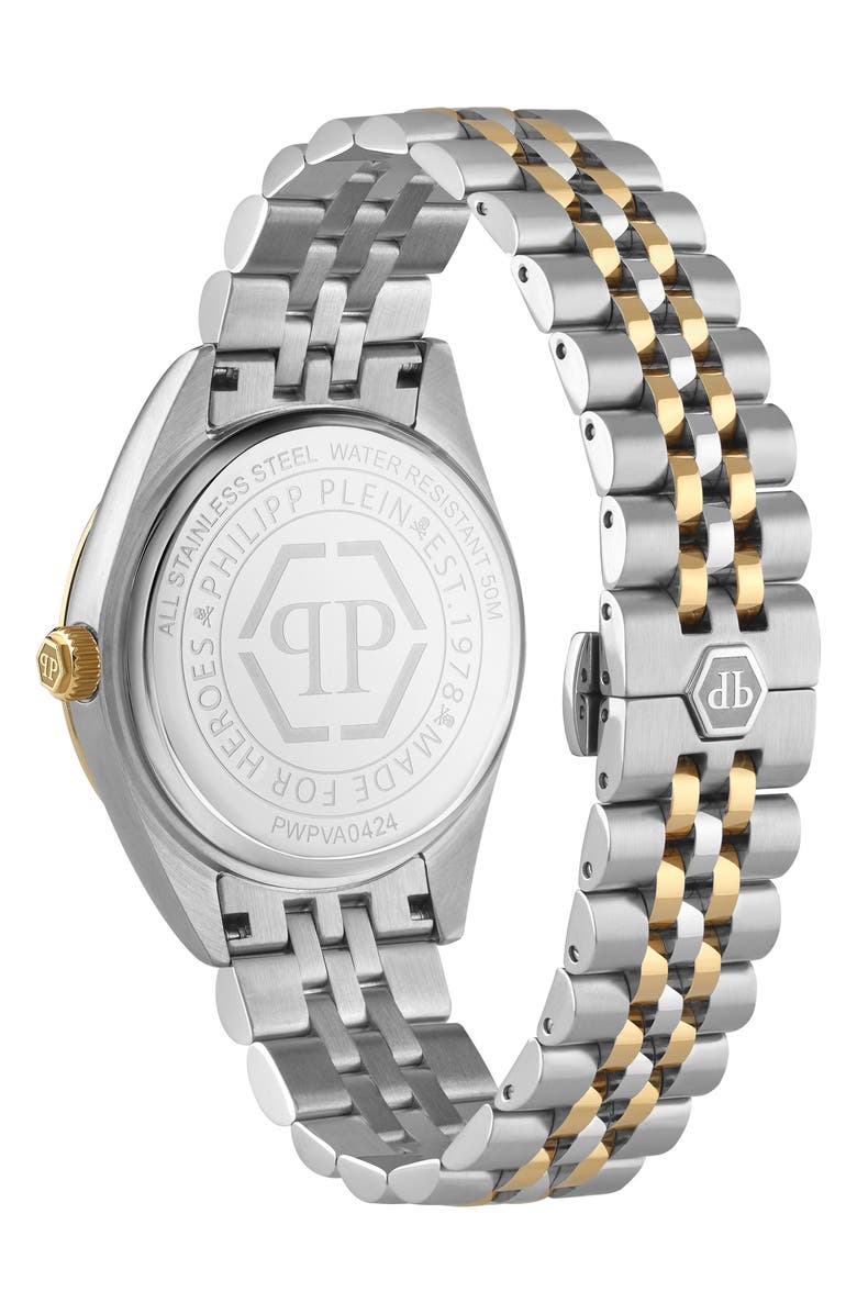 PHILIPP PLEIN Date Superlative Two-Tone Bracelet Watch, 42mm, Alternate, color, Green/ Gold