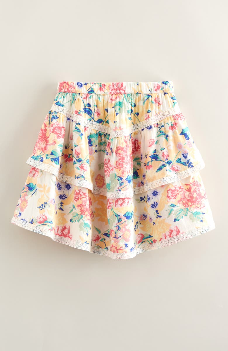 Nordstrom Kids' Lace Trim Ruffle Skort, Main, color, Ivory- Pink Verano Bloom