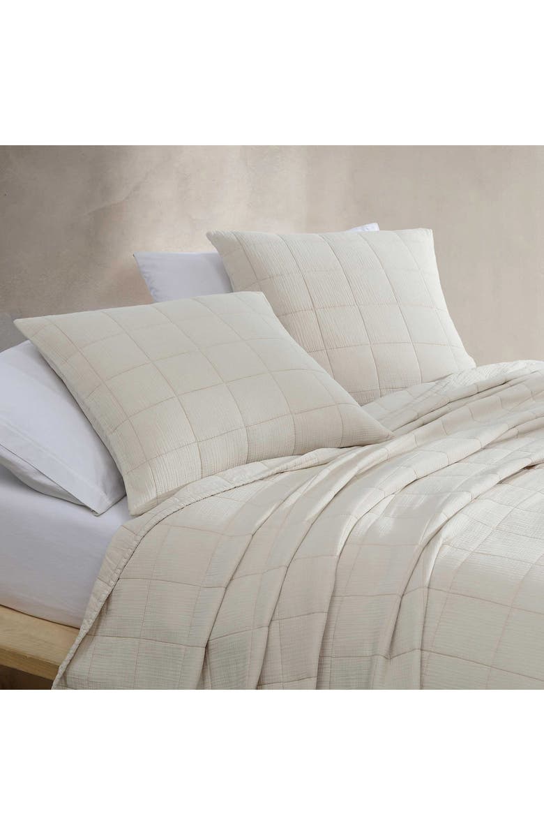 Calvin Klein Quilted Cotton Gauze Euro Pillow Sham, Alternate, color, Light Beige