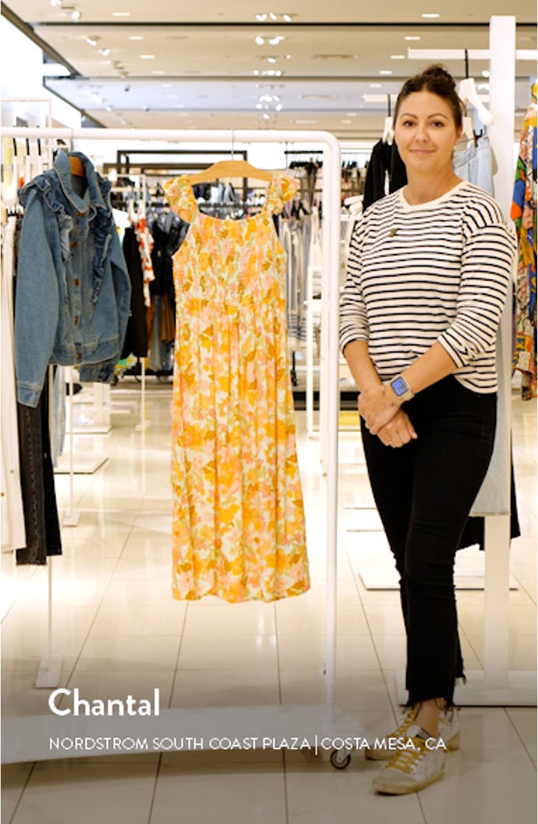 Kids' Lots of Fun Floral Ruffle Smocked Bodice Sundress, sales video thumbnail