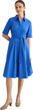 HOBBS LONDON Brigitta Pleated Tie Belt Shirt Dress
