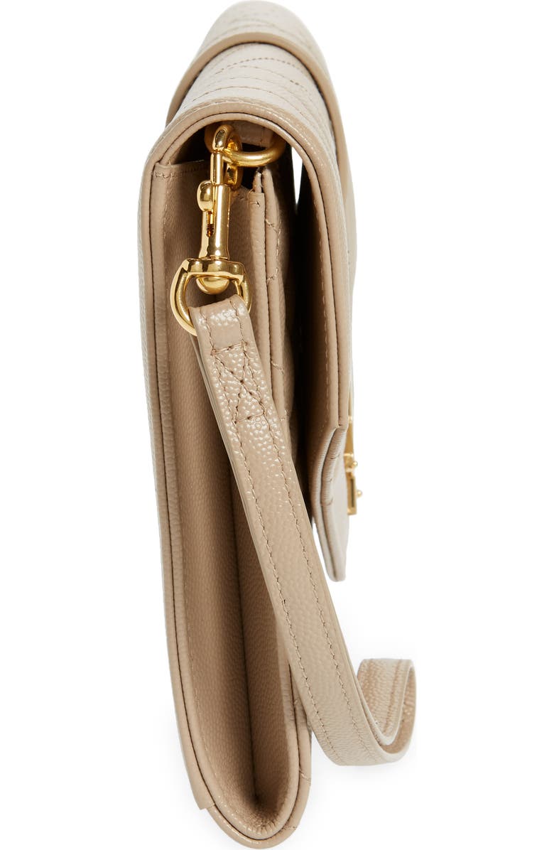 Saint Laurent Monogram Matelassé Leather Clutch, Alternate, color, Beige