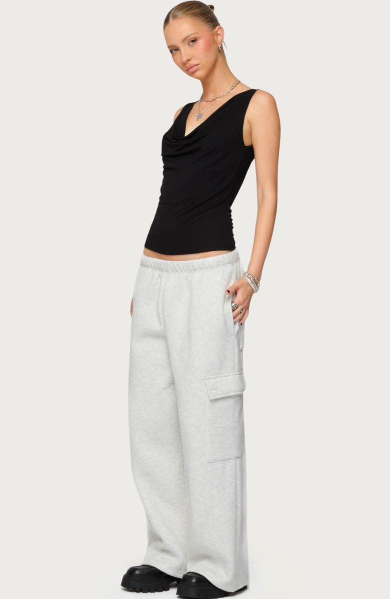 EDIKTED Wide Leg Cargo Sweatpants, Alternate, color, Light-Gray