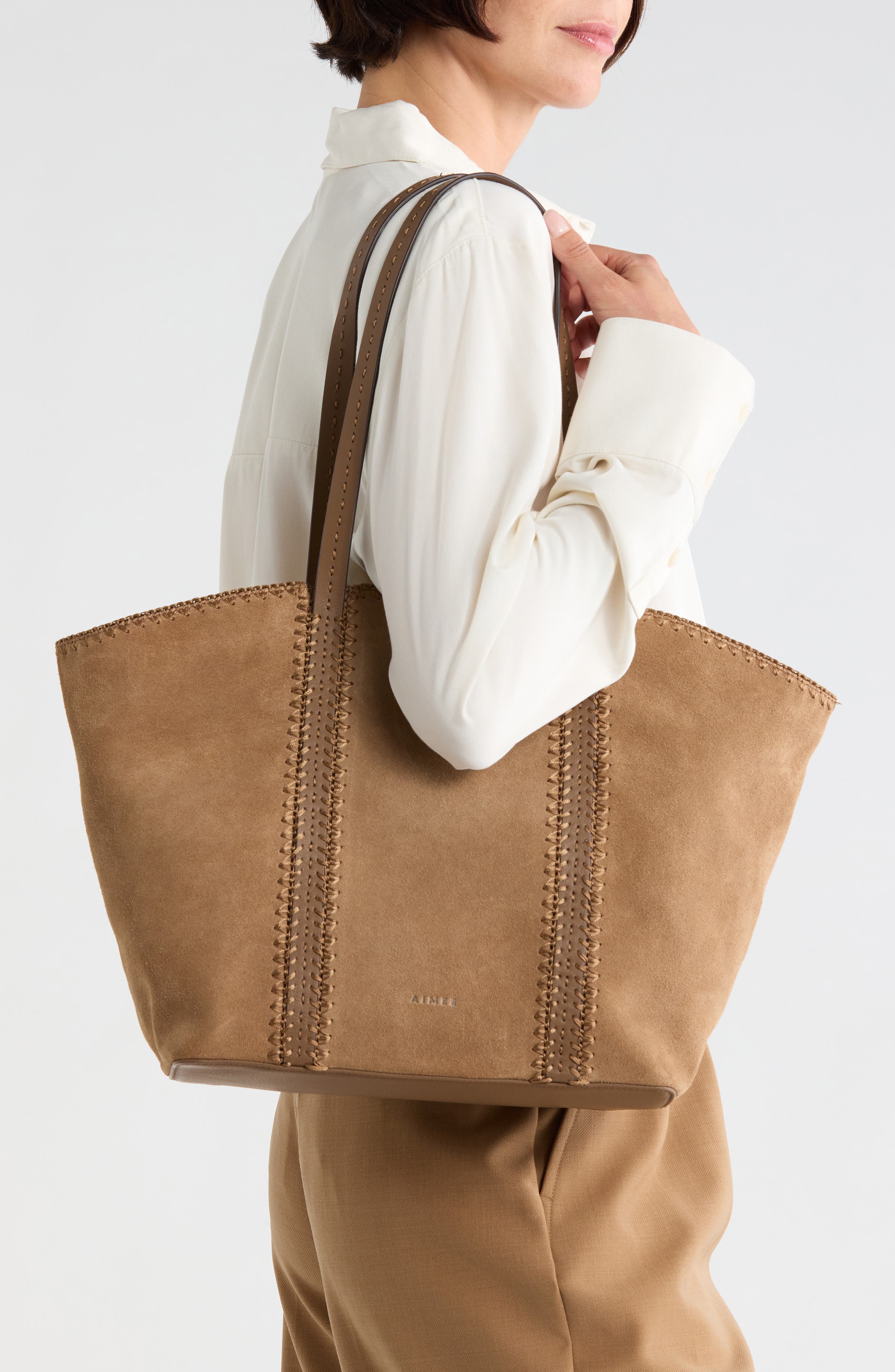 Paradise Leather Tote, Alternate, color, COFFEE SUEDE