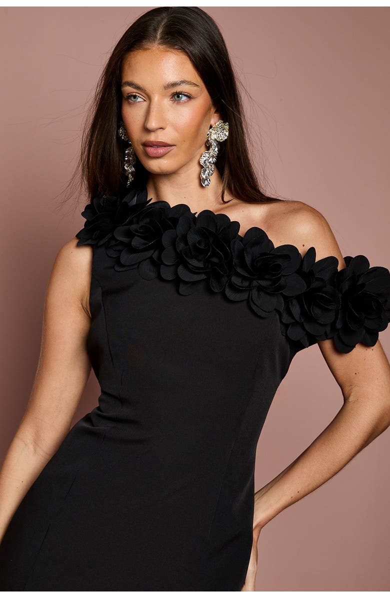 Coast 3d Floral One Shoulder Mini Dress, Alternate, color, Black