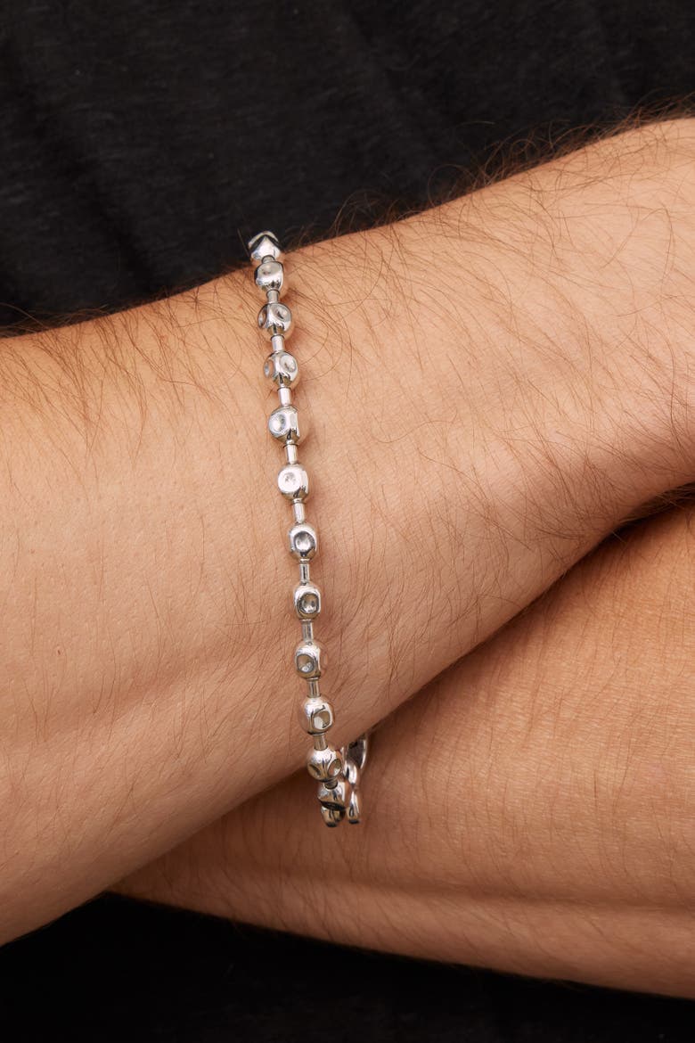 Mens Axis Bead Bracelet in Sterling Silver, Alternate, color, Silver