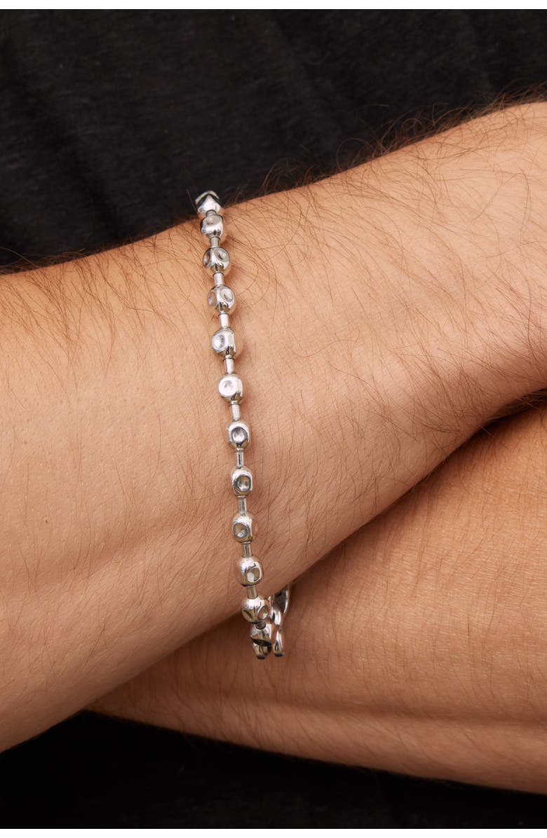 Oradina Mens Axis Bead Bracelet in Sterling Silver, Alternate, color, Silver