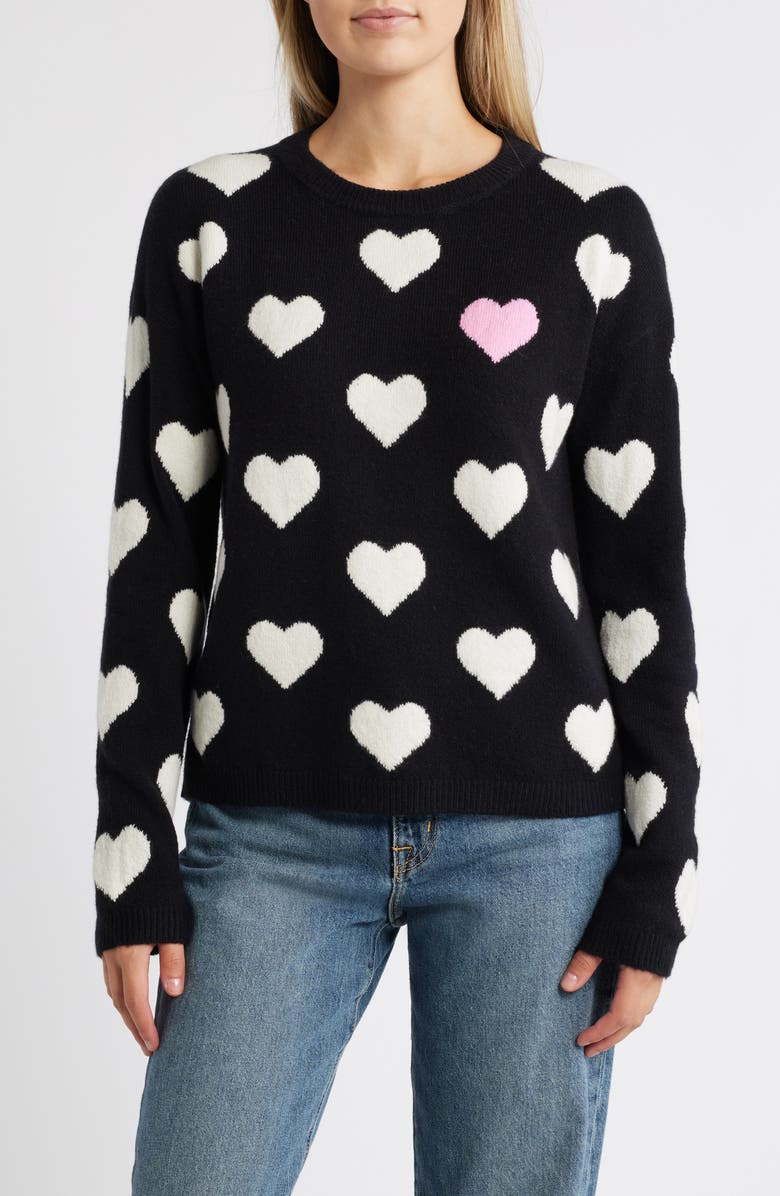 Caslon<sup>®</sup> Hearts Jacquard Crewneck Sweater, Main, color,