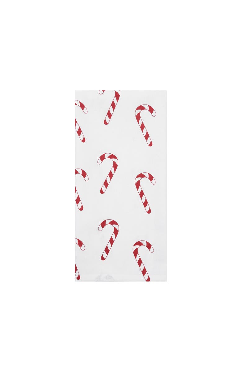 C&F Home Christmas Candy Cane Pattern Printed 100% Cotton Flour Sack Dishtowel, Alternate, color, White