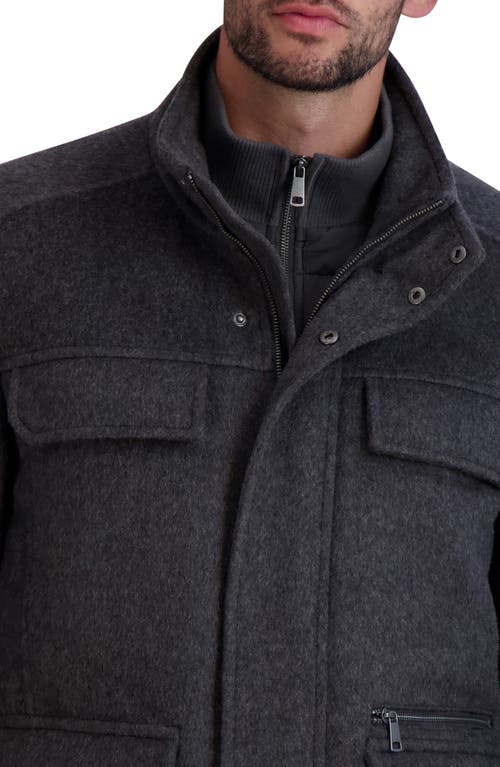 Cole Haan Melton Wool Blend Field Coat In Gray