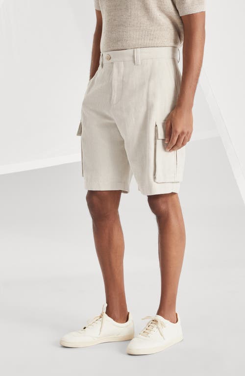 Brunello Cucinelli Cargo Bermuda In Cool Beige