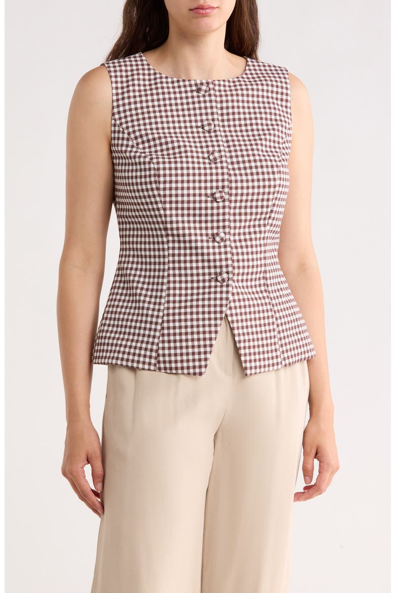 Scoop Neck Vest, Main, color, BROWN/WHITE