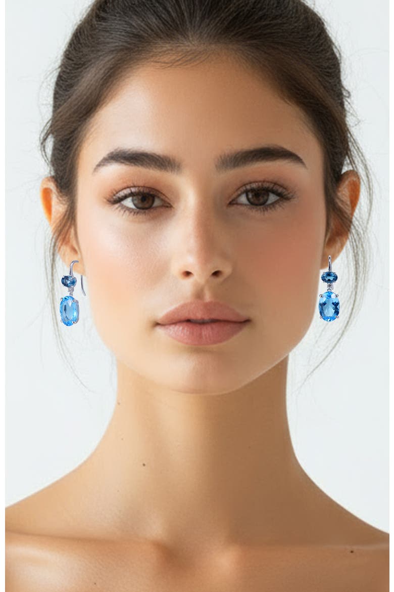 Swiss Blue & London Blue Topaz Earrings with Diamonds, Alternate, color, Swiss Blue & London Blue