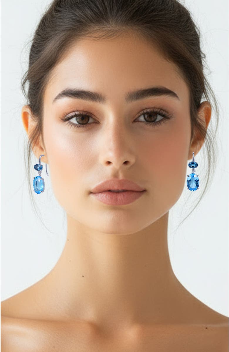Kahn High Jewelry Swiss Blue & London Blue Topaz Earrings with Diamonds, Alternate, color, Swiss Blue & London Blue
