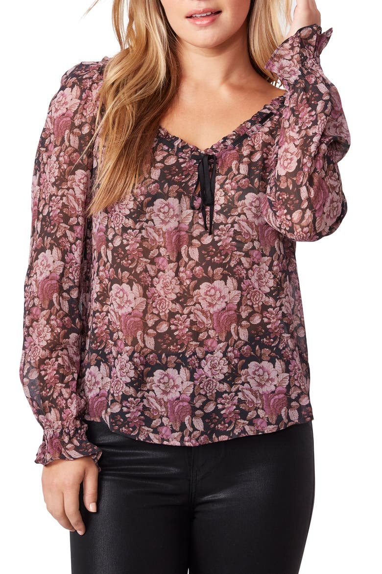 Lana Floral Blouse, Alternate, color, BLACK/MAUVE