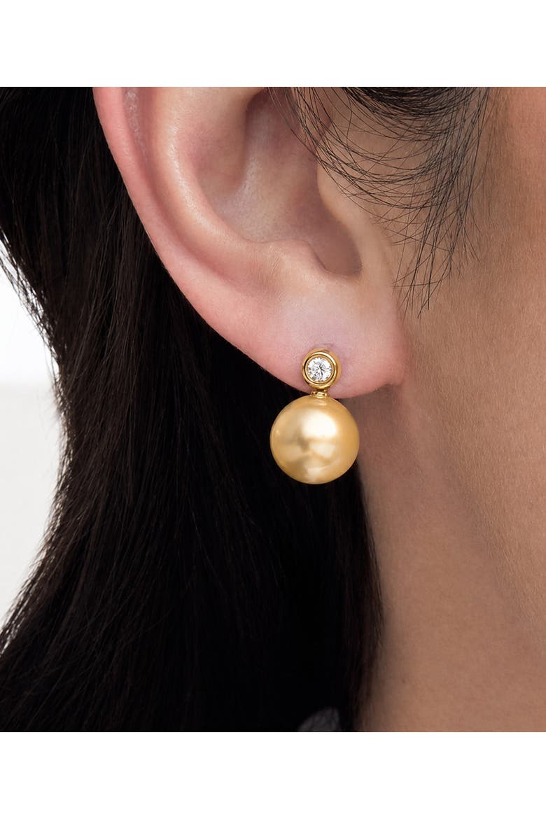 Golden South Sea Pearl & Diamond Dakota Earrings, Alternate, color, Yellow Gold