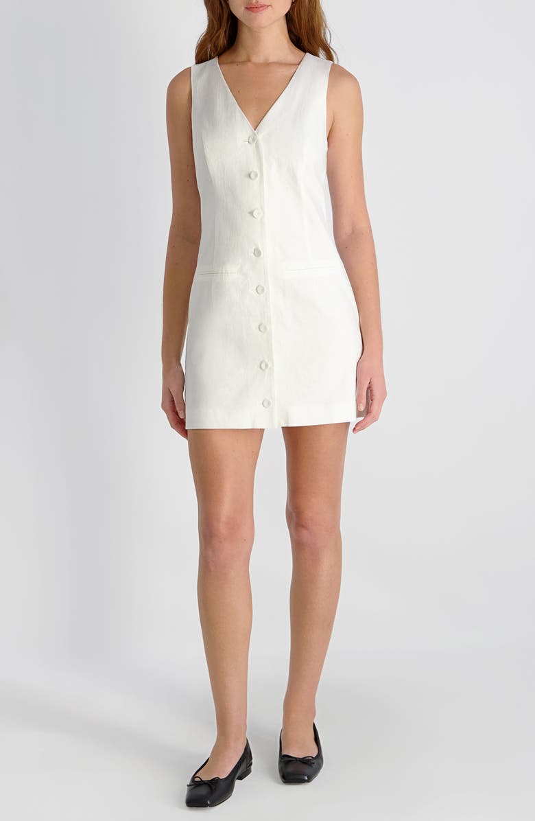 French Connection Aspen Sleeveless A-Line Linen Blend Minidress, Main, color, Summer White