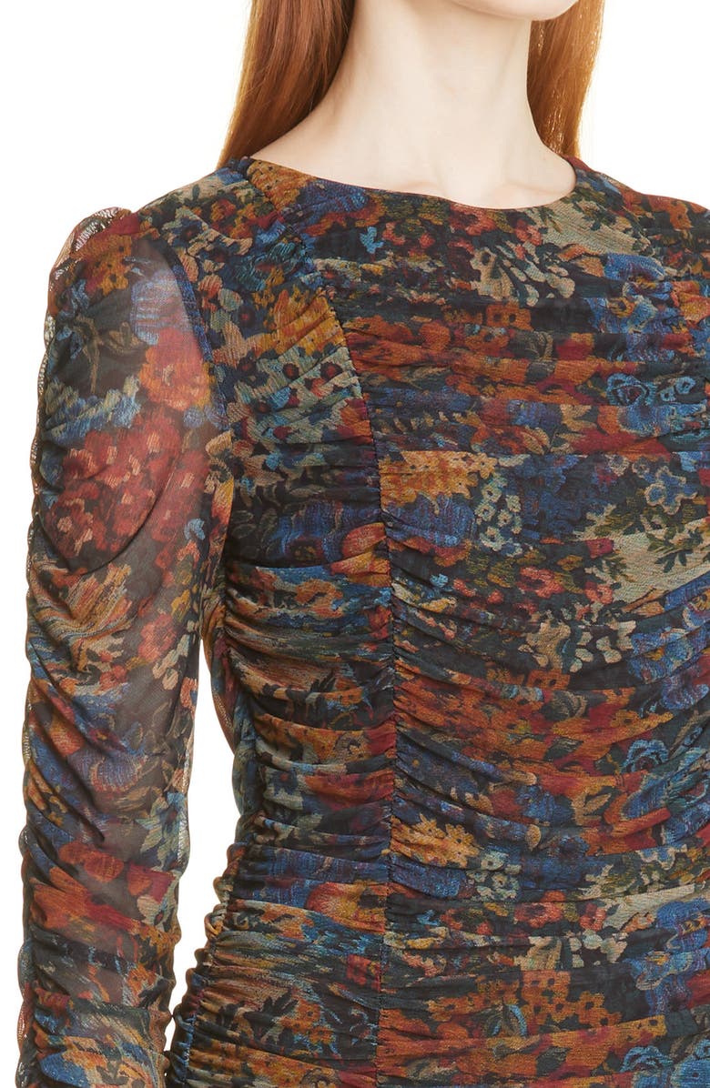 Ganni Floral Print Long Sleeve Dress, Alternate, color, 