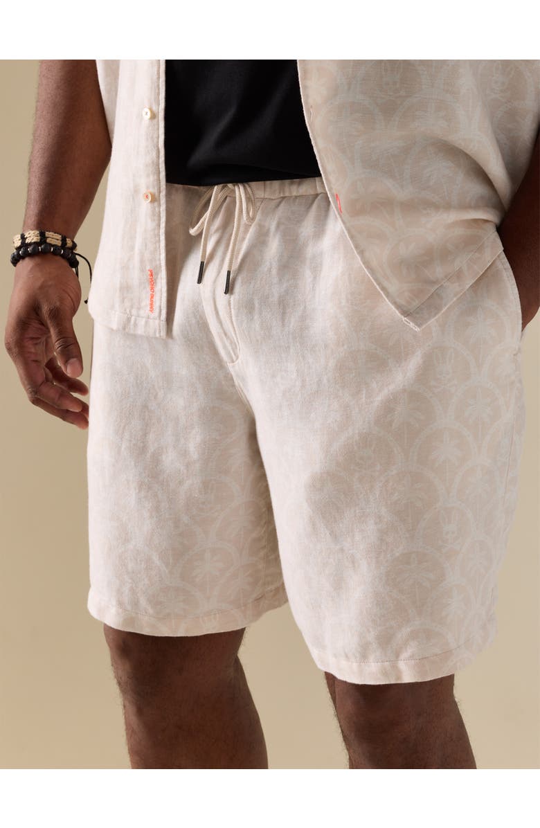 Psycho Bunny Big & Tall Brad Print Linen-Blend Shorts, Alternate, color, Tan