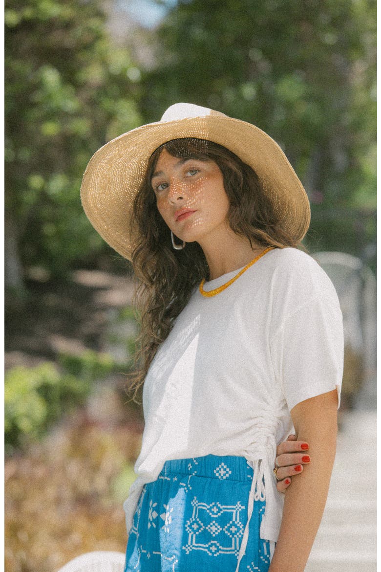 Carefree Organic Cotton Ruched T-Shirt, Main, color, OFF WHITE