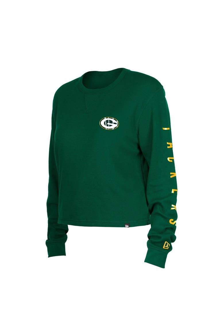 Women's New Era  Green Green Bay Packers Thermal Crop Long Sleeve T-Shirt, Alternate, color, Green