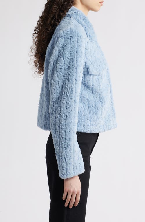 Bernardo Faux Shearling Crop Jacket In Blue