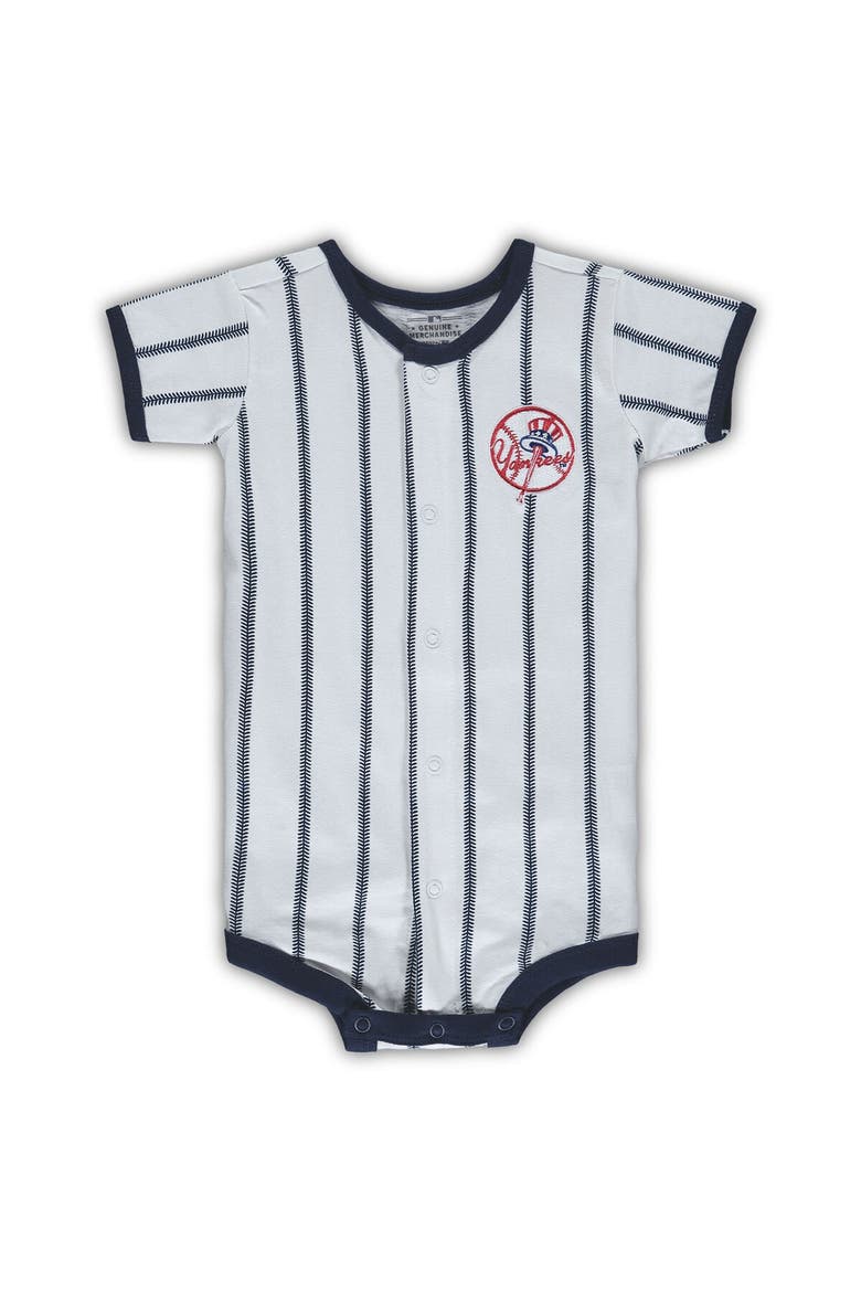 Infant White New York Yankees Pinstripe Power Hitter Coverall, Alternate, color, White