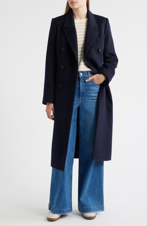 Sam Edelman Doubled Breasted Wool Blend Military Coat In Black