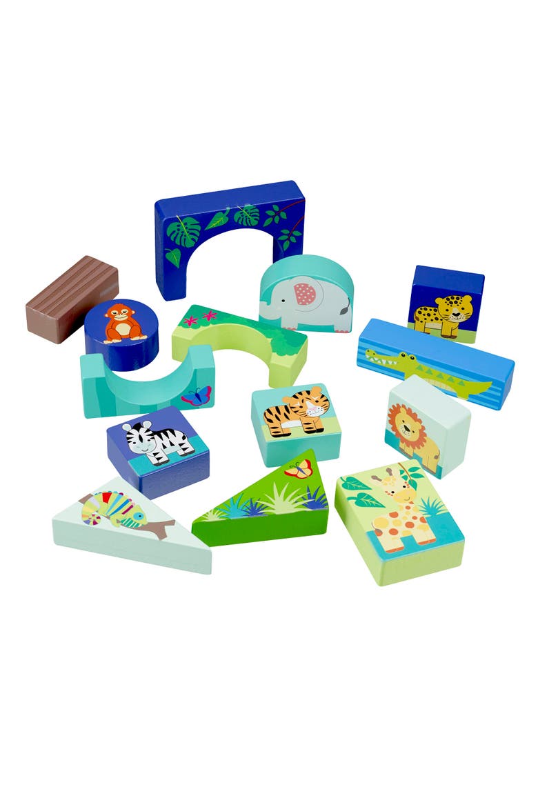 Jungle Animals Block Puzzle, Multicolor, 15 Piece, Kids Ages 1+, Alternate, color, Multicolored