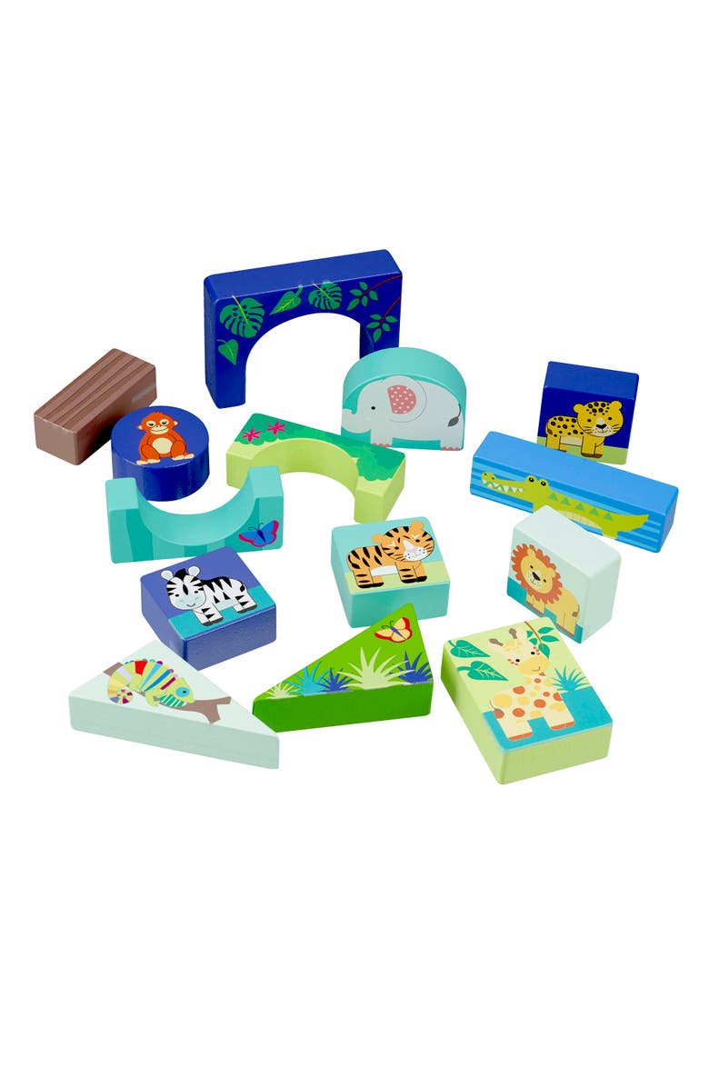 ORANGE TREE TOYS Jungle Animals Block Puzzle, Multicolor, 15 Piece, Kids Ages 1+, Alternate, color, Multicolored