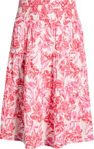 Caslon® Tiered Cotton Gauze Midi Skirt