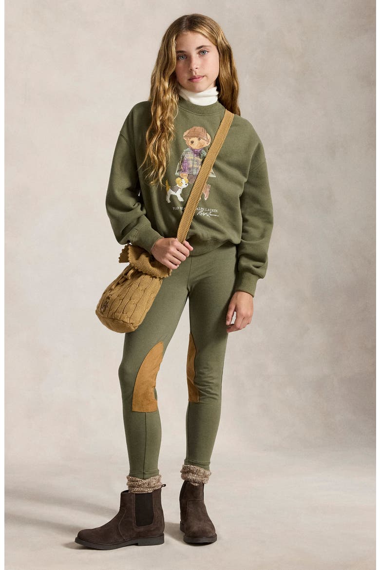 Kids' Polo Bear Graphic Fleece Sweatshirt, Alternate, color, GREEN