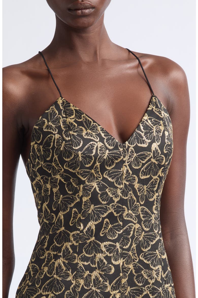 Tayla Structured Jacquard Minidress, Alternate, color, BLACK/ GOLD