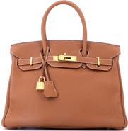 Pre-Owned Hermes Birkin Handbag Brown Togo with Gold Hardware 30