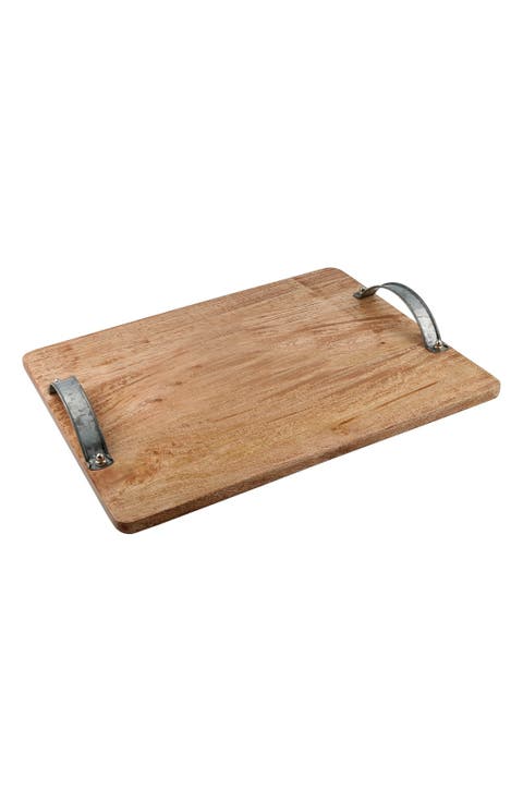Mango Wood Serving Board With Galvanized Iron Handles