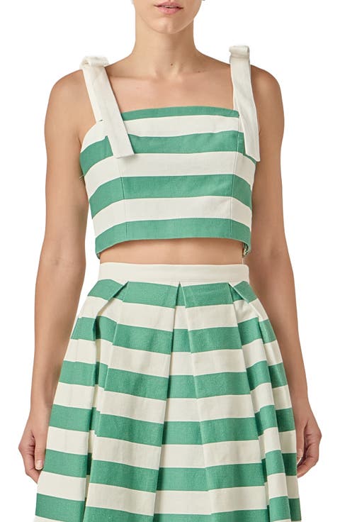 Bold Stripe Tie Strap Crop Tank