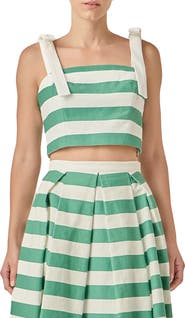 English Factory Bold Stripe Tie Strap Crop Tank