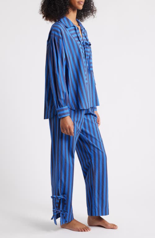 Damson Madder Floki Stripe Organic Cotton Pajamas In Blue