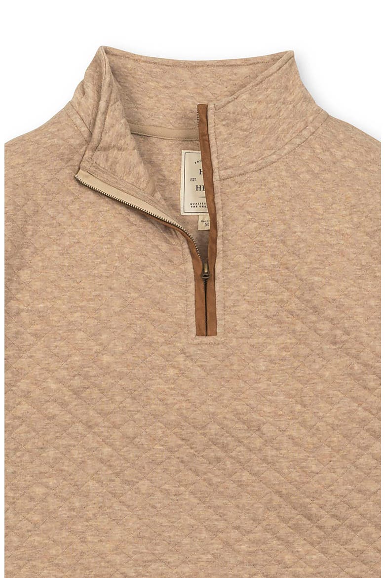 Quilted Half Zip Pullover, Alternate, color, Camel Heather Quilted