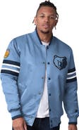 STARTER Men's Starter Light Blue Memphis Grizzlies Scout Varsity Satin Full-Snap Jacket