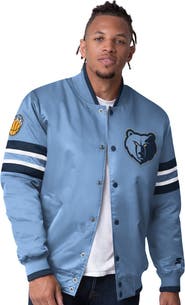 STARTER Men's Starter Light Blue Memphis Grizzlies Scout Varsity Satin Full-Snap Jacket