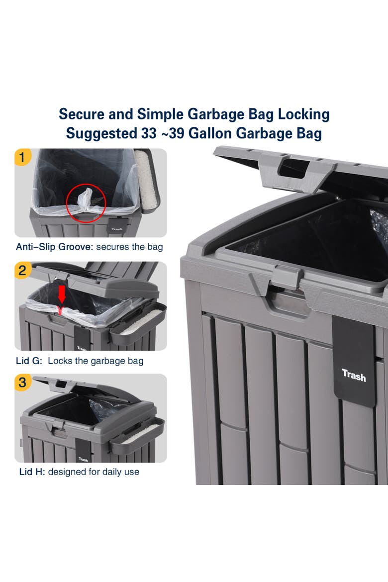 31 Gallon Outdoor Trash Can Ash Tray, Alternate, color, Gray